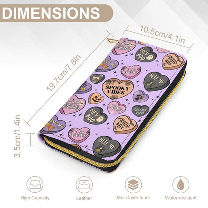 Zipped Wallet - Pastel Purple Candy Hearts