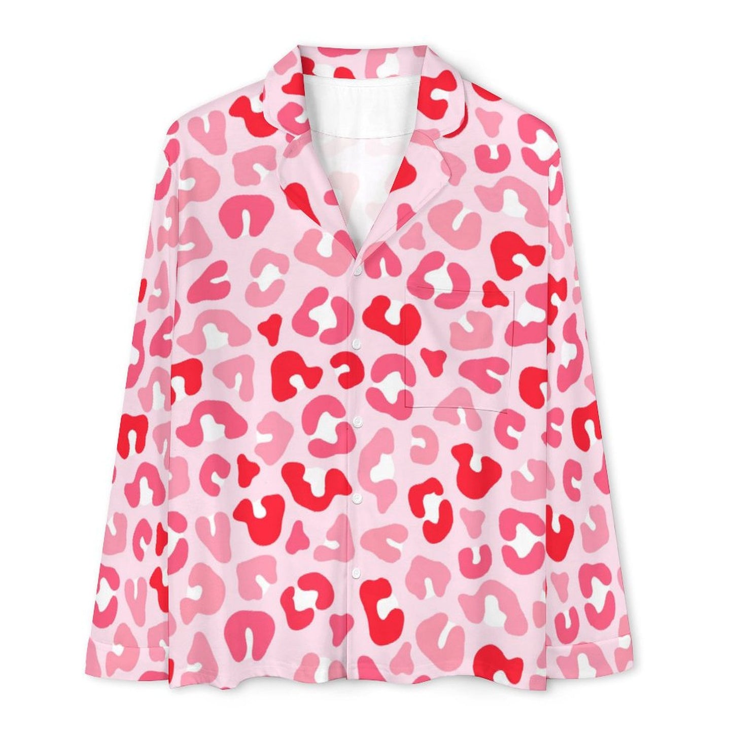 Long Pajama Set - Pink Leopard Print