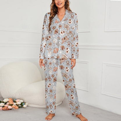 Long Pajama Set - Pastel Blue Butterfly Print