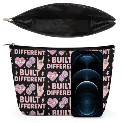 Cosmetic Bag - Black - Built Different Pattern