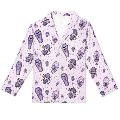Long Pajama Set - RIP Witchy Purple Print