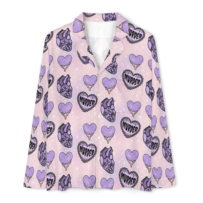 Long Pajama Sets - Purple Murder Hearts
