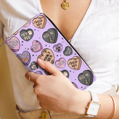 Zipped Wallet - Pastel Purple Candy Hearts