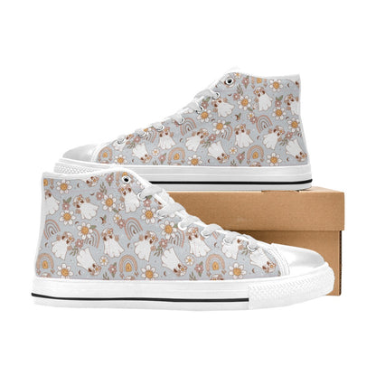 Hi-Top Shoes - Pastel Blue Boho Ghost Print