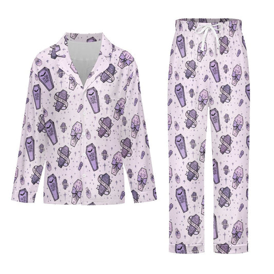 Long Pajama Set - RIP Witchy Purple Print