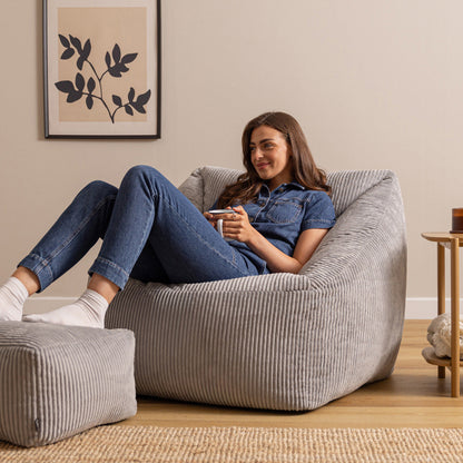 Natalia Cord Armchair Bean Bag - Grey