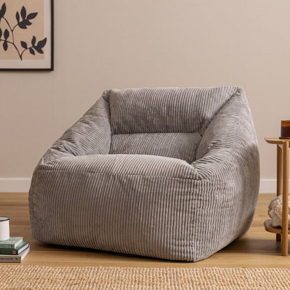 Natalia Cord Armchair Bean Bag - Grey