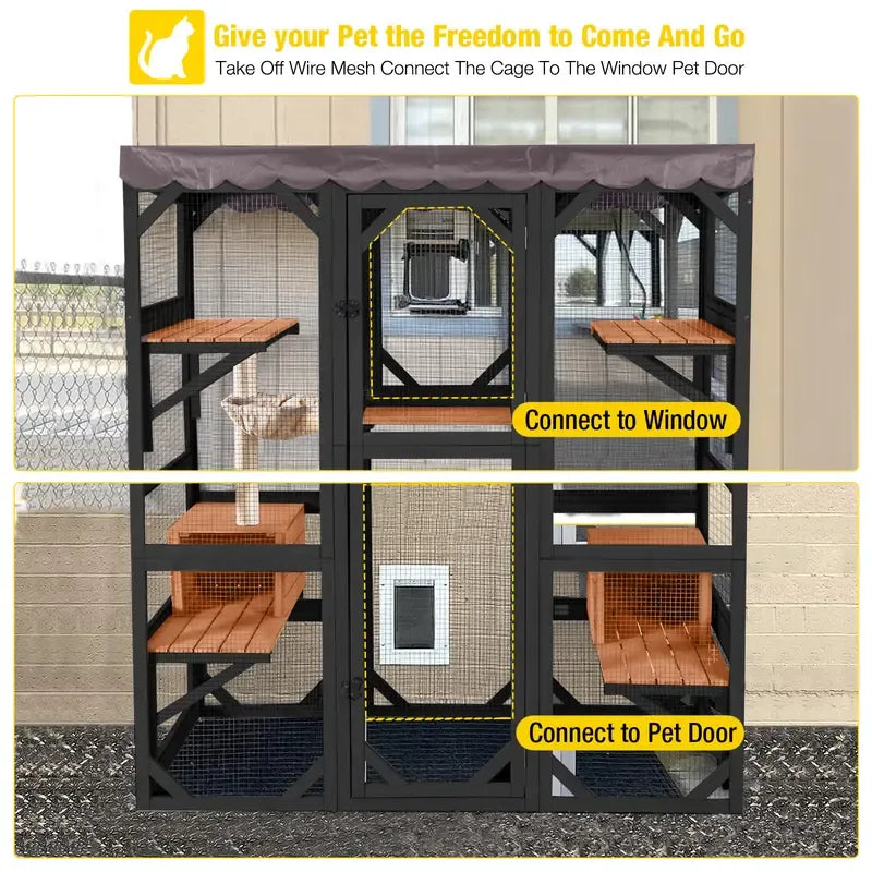 Outdoor Catio with Roof & Window Access