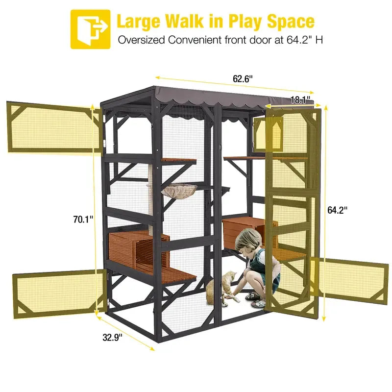 Outdoor Catio with Roof & Window Access
