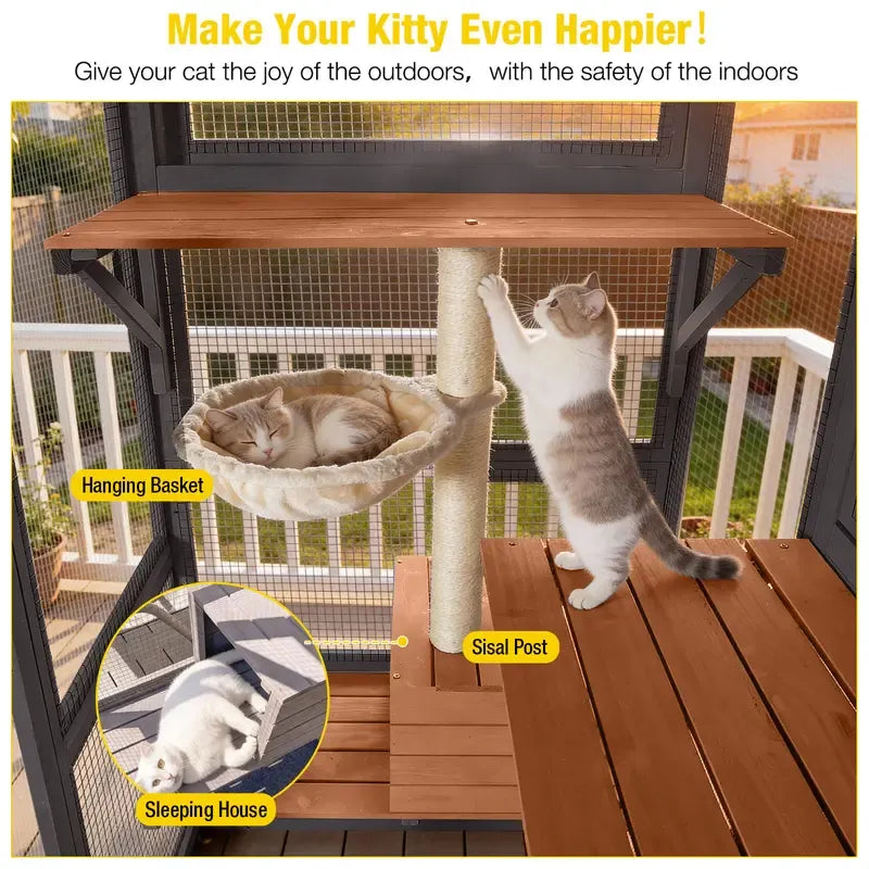Outdoor Catio with Roof & Window Access