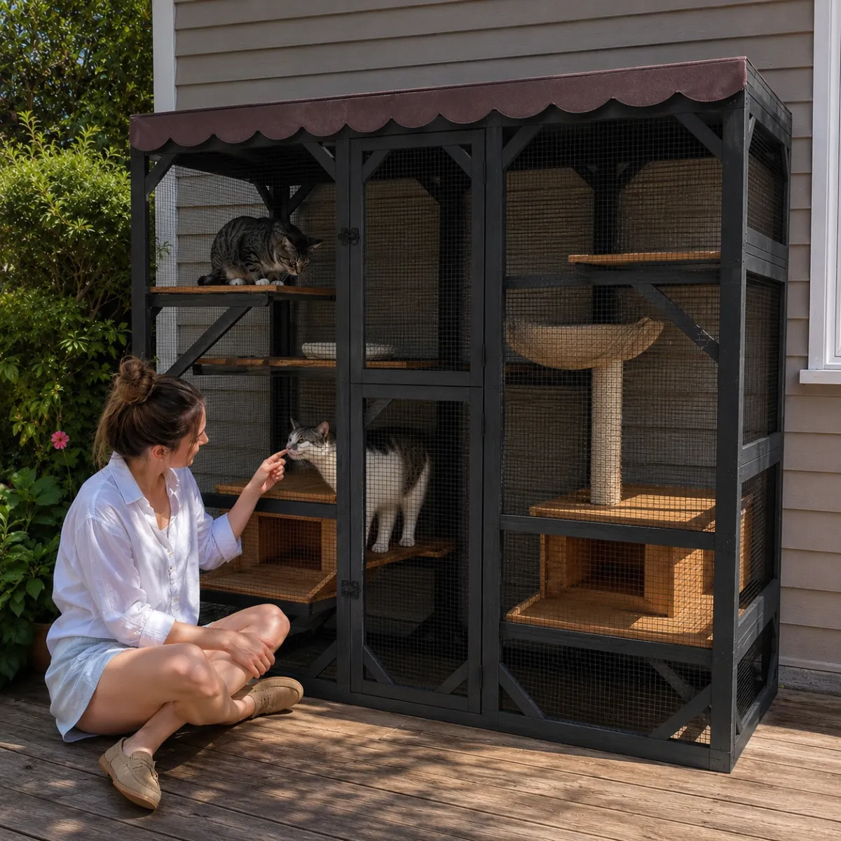 Outdoor Catio with Roof & Window Access