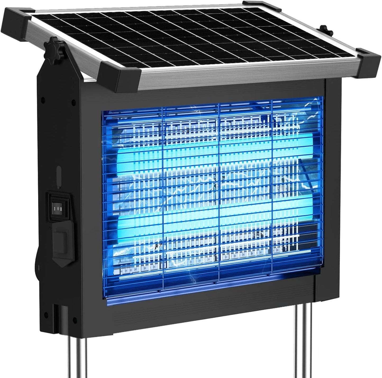 Solar Bug Zapper Outdoor, 4500V Mosquito Zapper Waterproof with Panel Sensor Electric Fly Zapper Rechargeable Mosquito Killer with 10FT Extension Cord, Fly Trap Ideal for Patio, Backyard