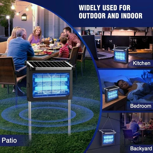 Solar Bug Zapper Outdoor, 4500V Mosquito Zapper Waterproof with Panel Sensor Electric Fly Zapper Rechargeable Mosquito Killer with 10FT Extension Cord, Fly Trap Ideal for Patio, Backyard