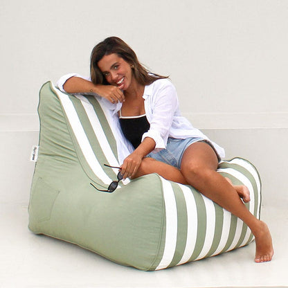 Outdoor Bora Bora Bean Bag Chair  outdoor bean bag by Mooi Living- Sage Green Stripe